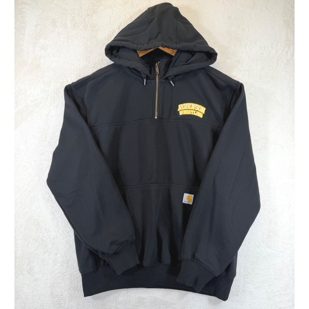 Carhartt Rain Defender Quarter Zip Hoodie Mens Large Black Robinson Wrestling